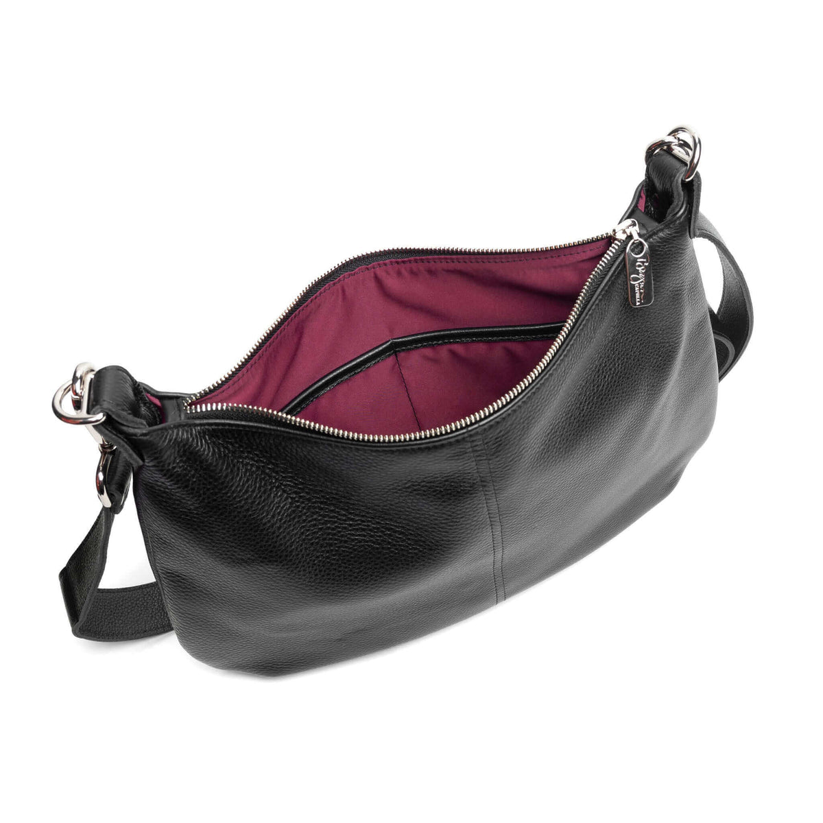 Hobo Crossbody bag, Black Italian leather, made in USA, Handbags, Hobo Crossbody, Brynn Capella