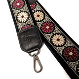 Lizzy Guitar Bag Strap - Burgundy/Cream Daisy Dot
