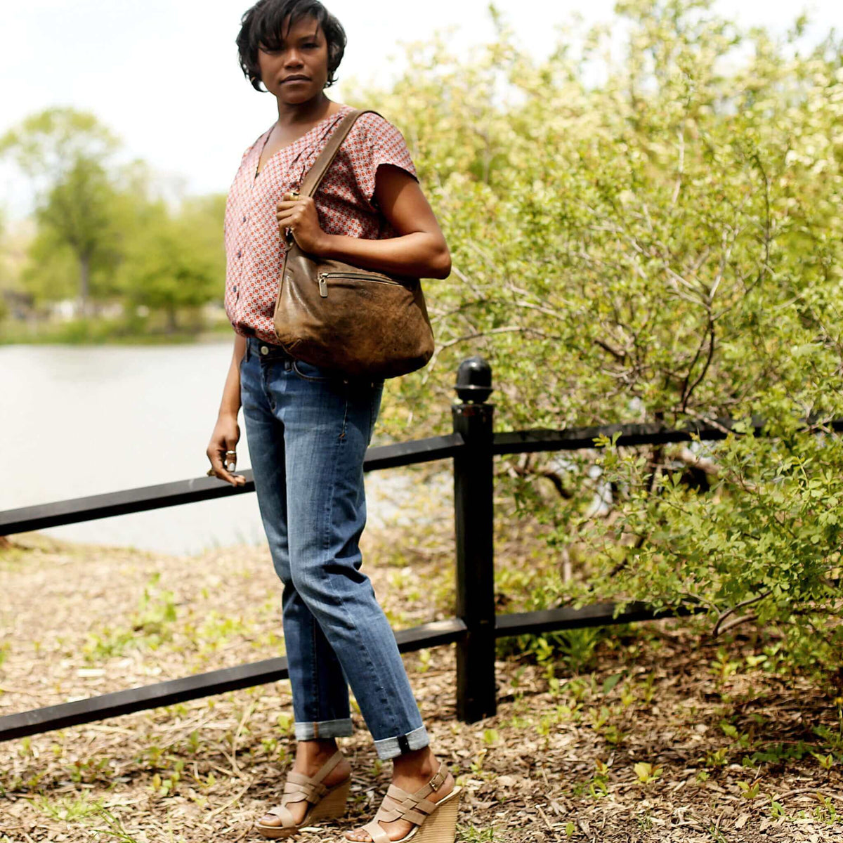 Hobo Crossbody bag, Brown/Black Italian leather, made in USA, Handbags, Hobo Crossbody, Brynn Capella